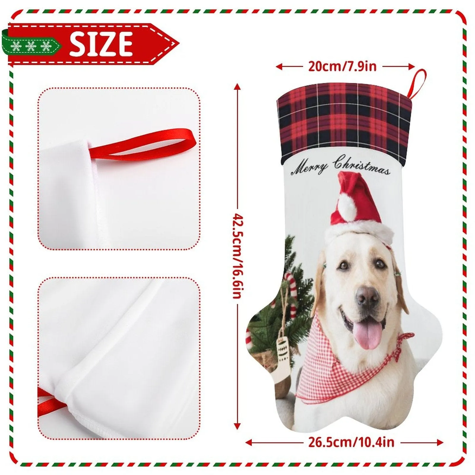 16.6in(L) Plus Size-Custom Pet's Photo Socks Paw Christmas Stocking Holiday Decor Gifts