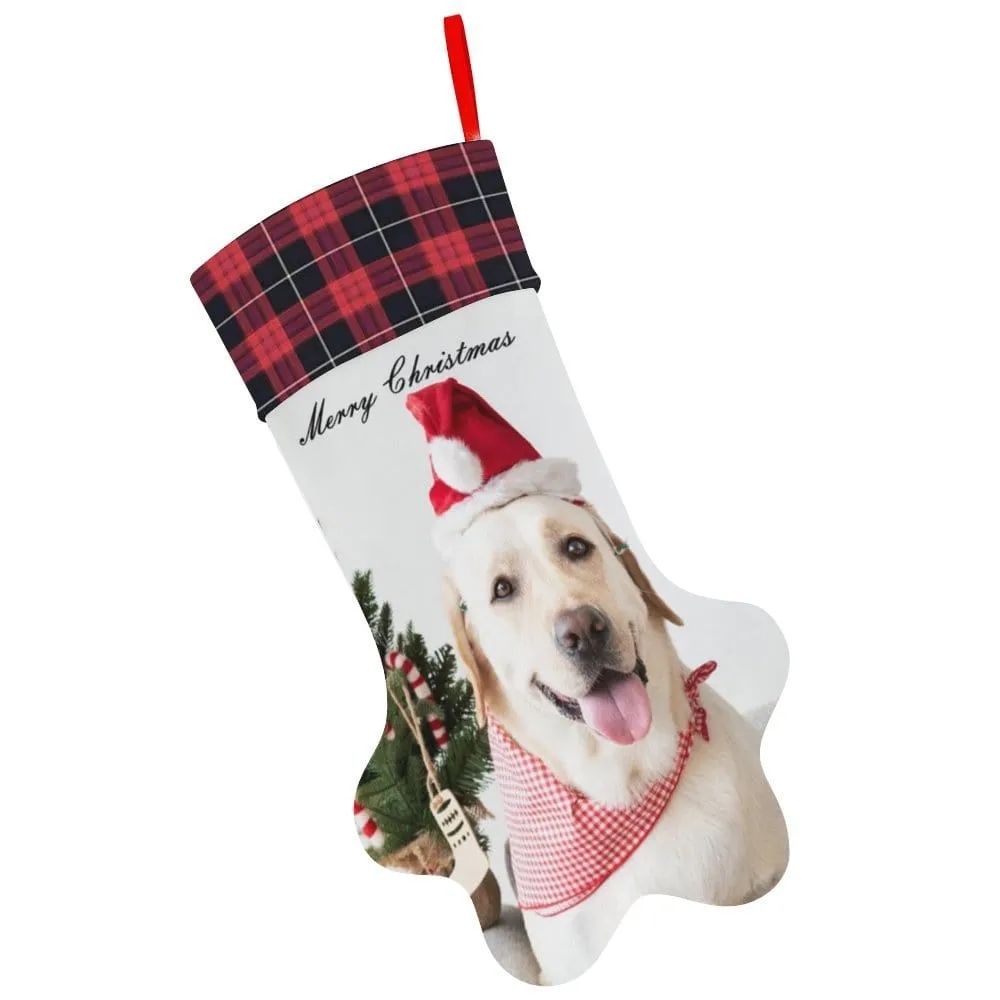 16.6in(L) Plus Size-Custom Pet's Photo Socks Paw Christmas Stocking Holiday Decor Gifts