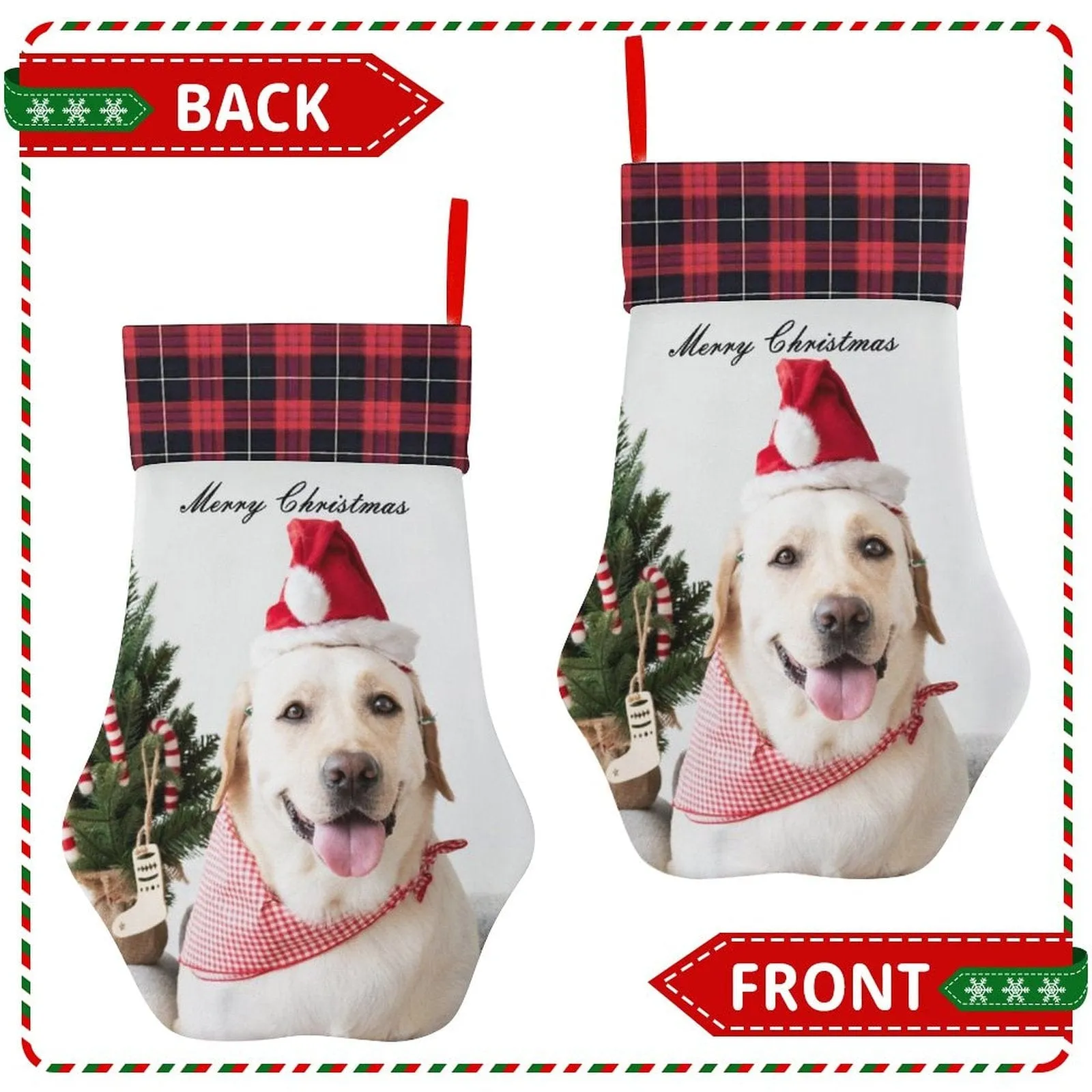 16.6in(L) Plus Size-Custom Pet's Photo Socks Paw Christmas Stocking Holiday Decor Gifts