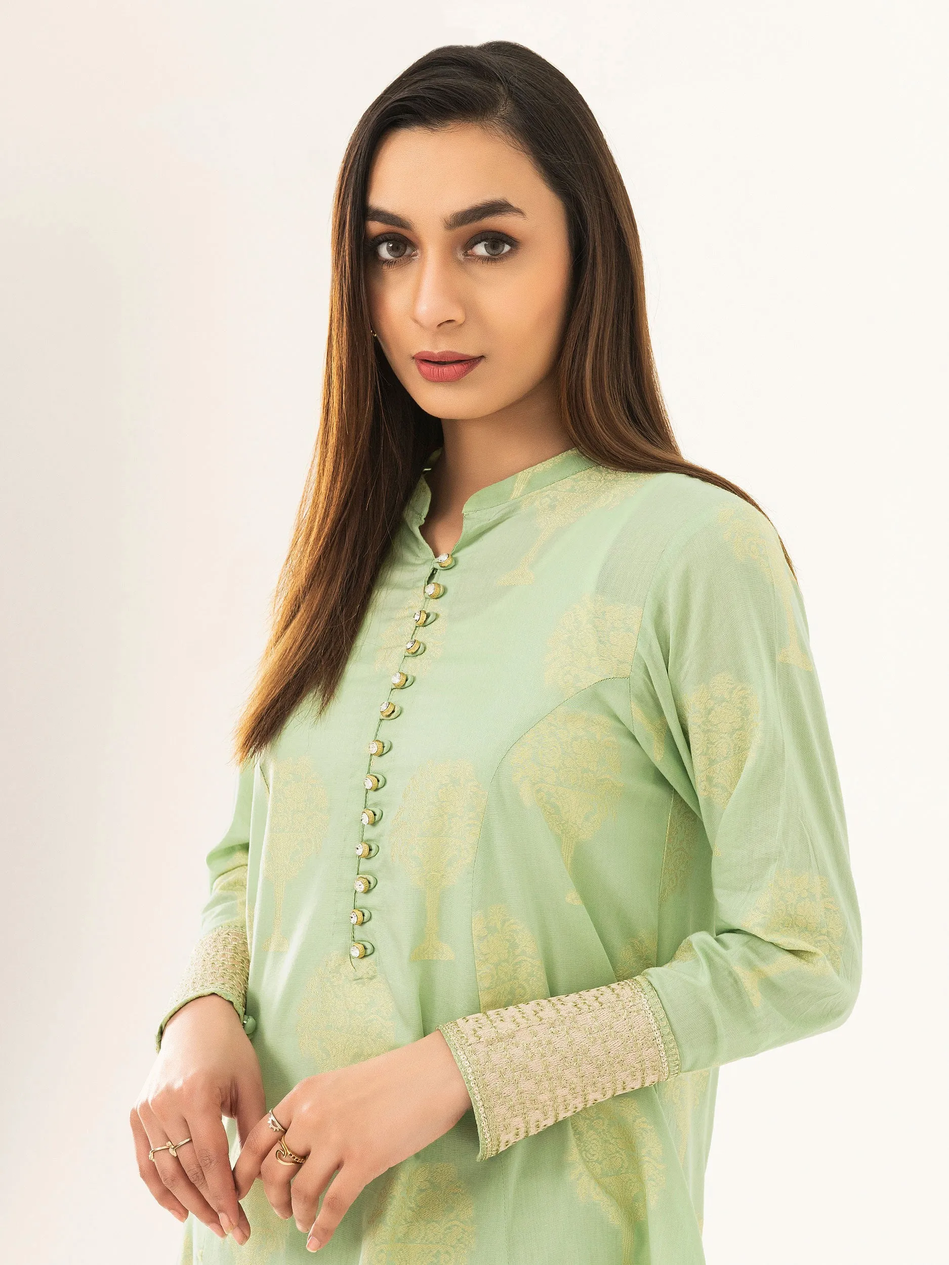 2 Piece Jacquard Suit-Embellished (Pret)