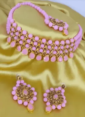 Alloy jewel set ( baby pink) | MANATH