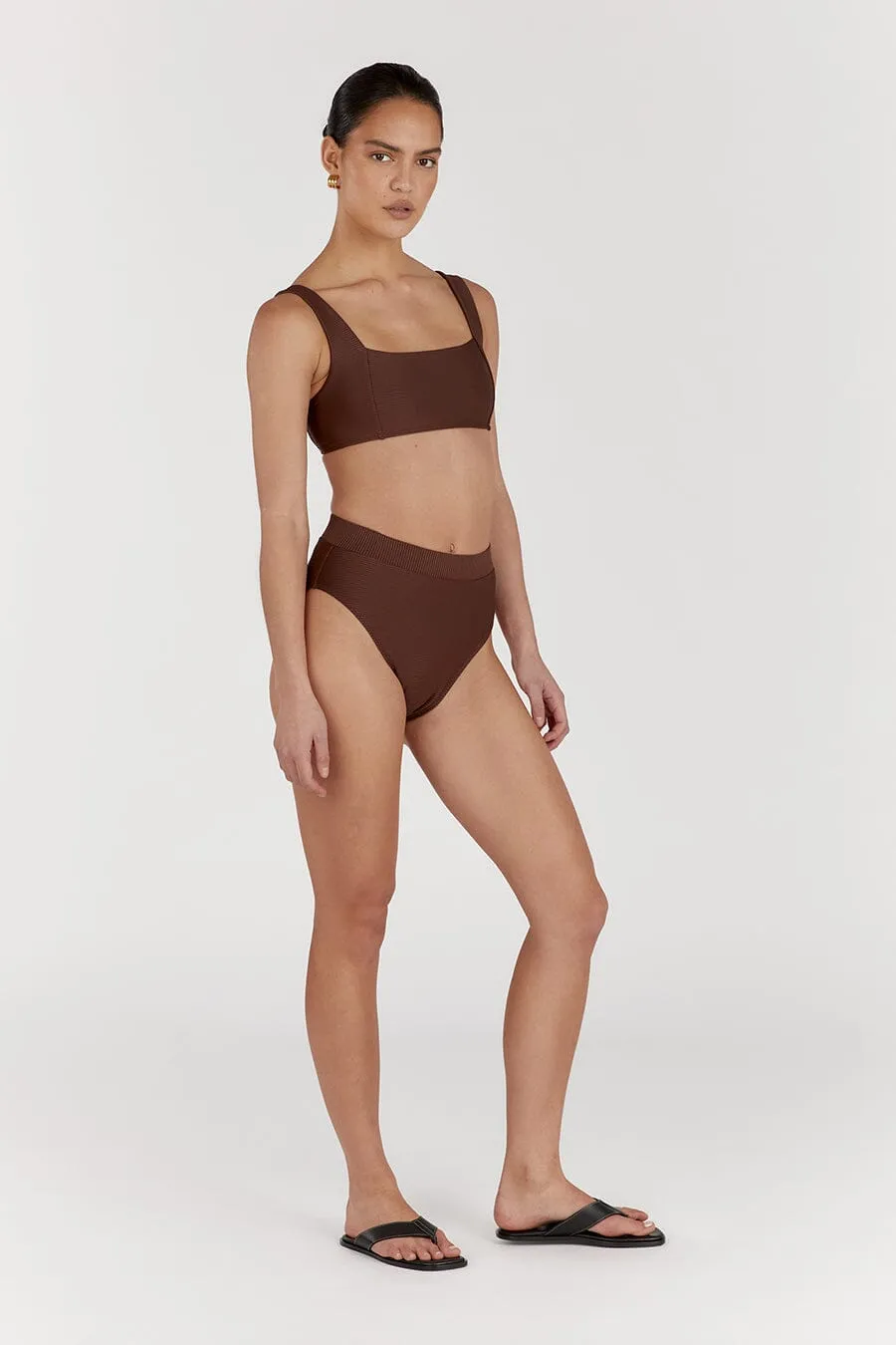 AMAYA CHOC RIB HIGH CUT BRIEF