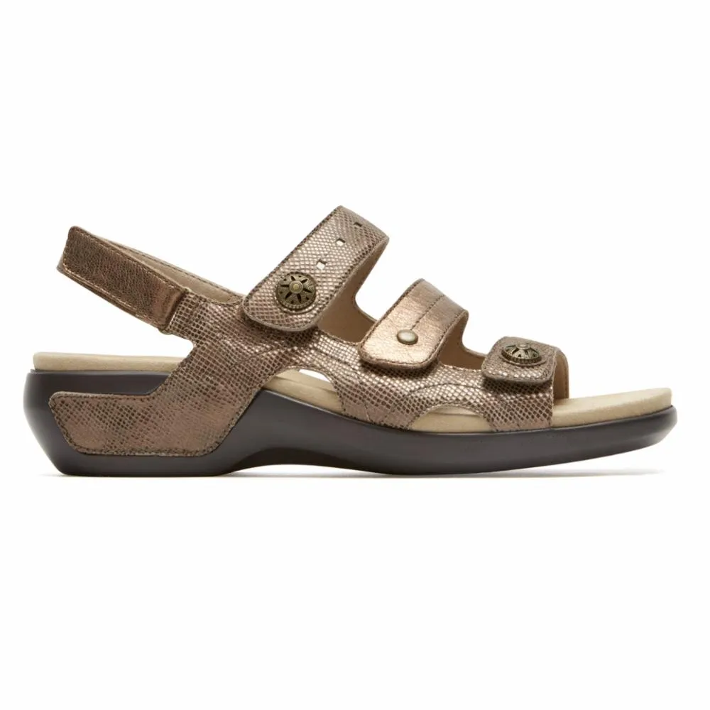Aravon POWER COMFORT SANDALS THREE STRAP METALLIC TAUPE