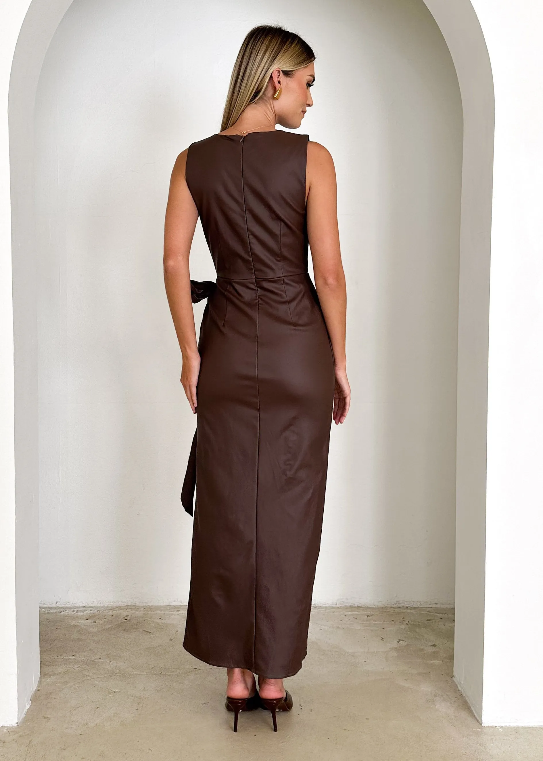 Artemma Coated Midi Dress - Chocolate