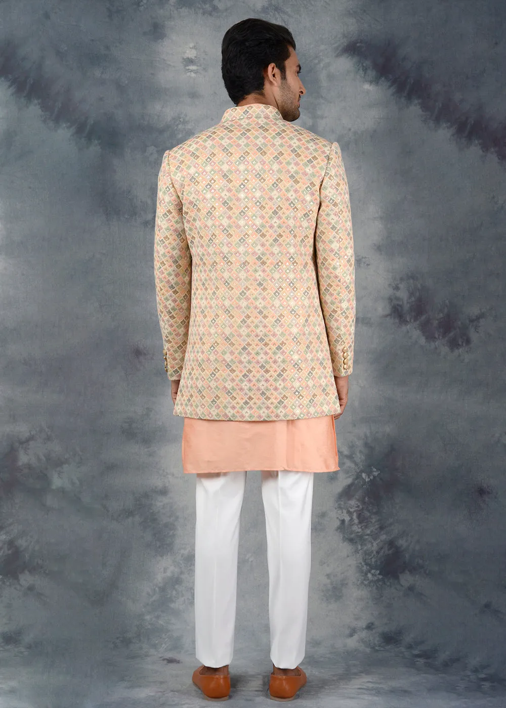 Beige Kurta Set With Jacket | Siddhesh Chauhan