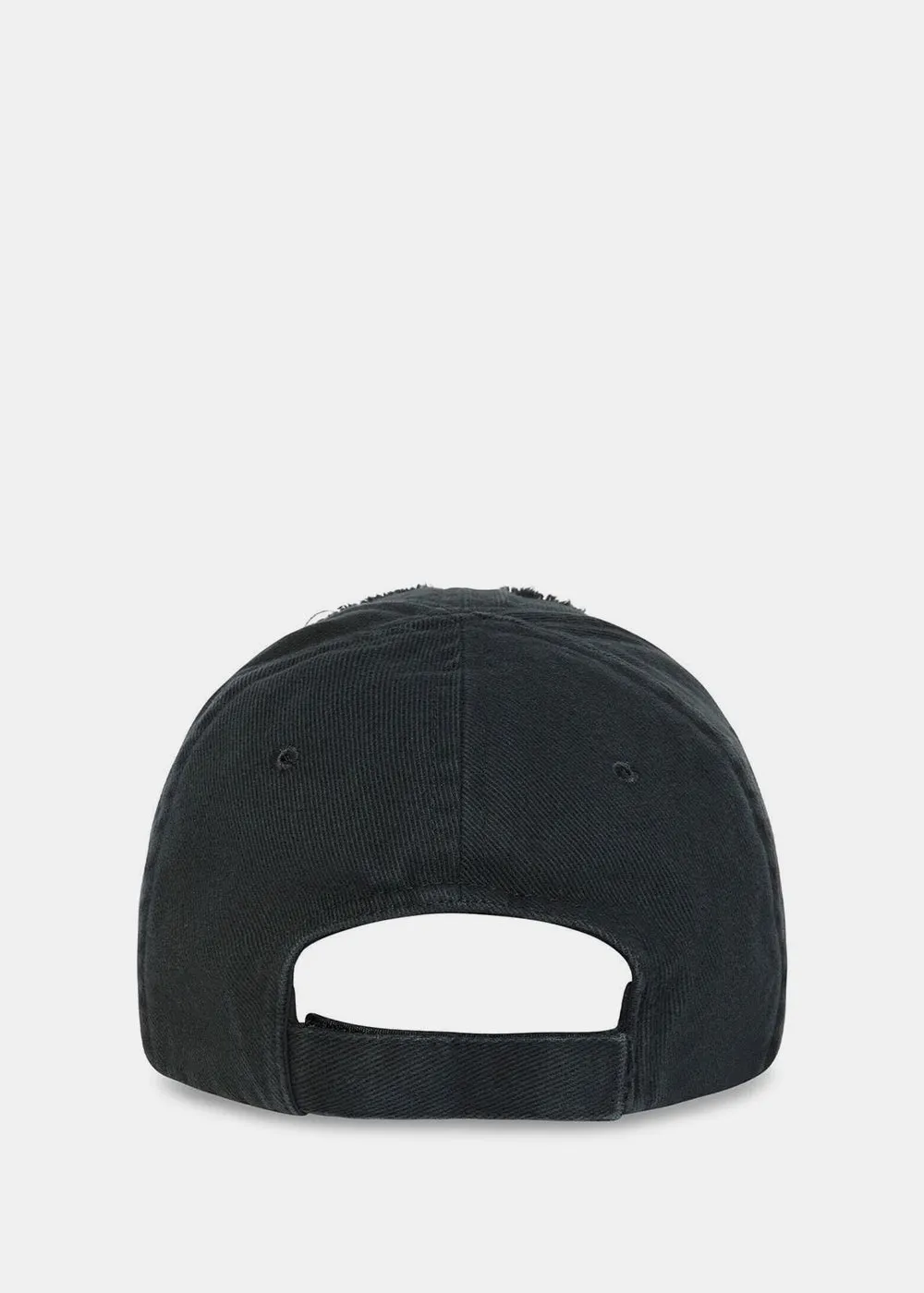 Black Embroidered-Logo Distressed Cap