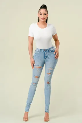 BO-313 HIGH WAISTED STRETCHY SKINNY DENIM JEANS