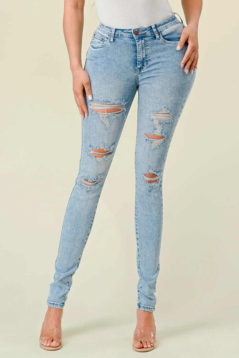BO-313 HIGH WAISTED STRETCHY SKINNY DENIM JEANS