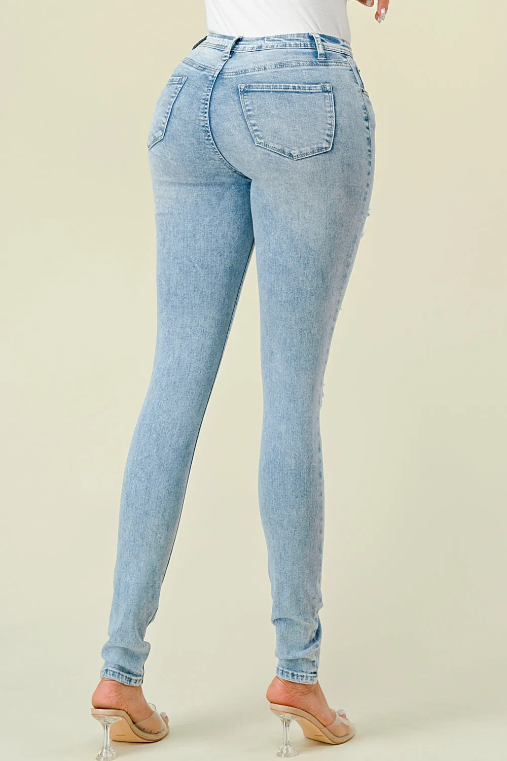 BO-313 HIGH WAISTED STRETCHY SKINNY DENIM JEANS