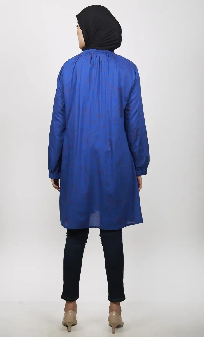Contrast Abstract Printed Neck-Tie Tunic