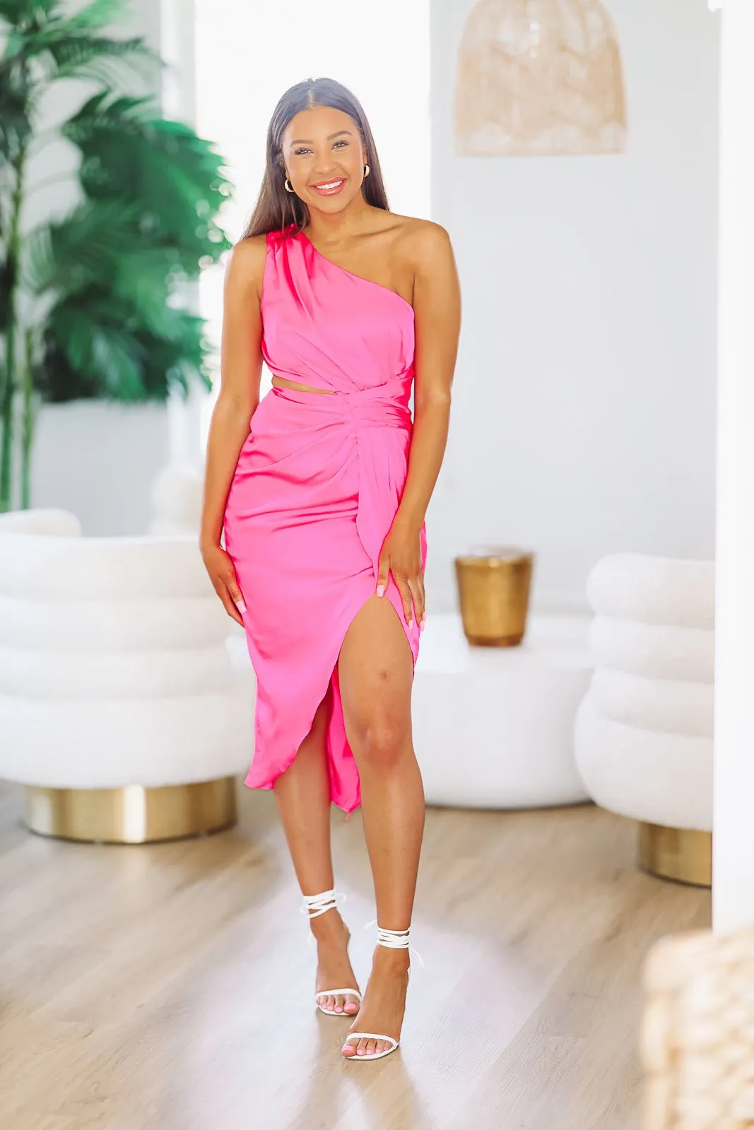 Dance The Night Away Satin Maxi Dress - Pink