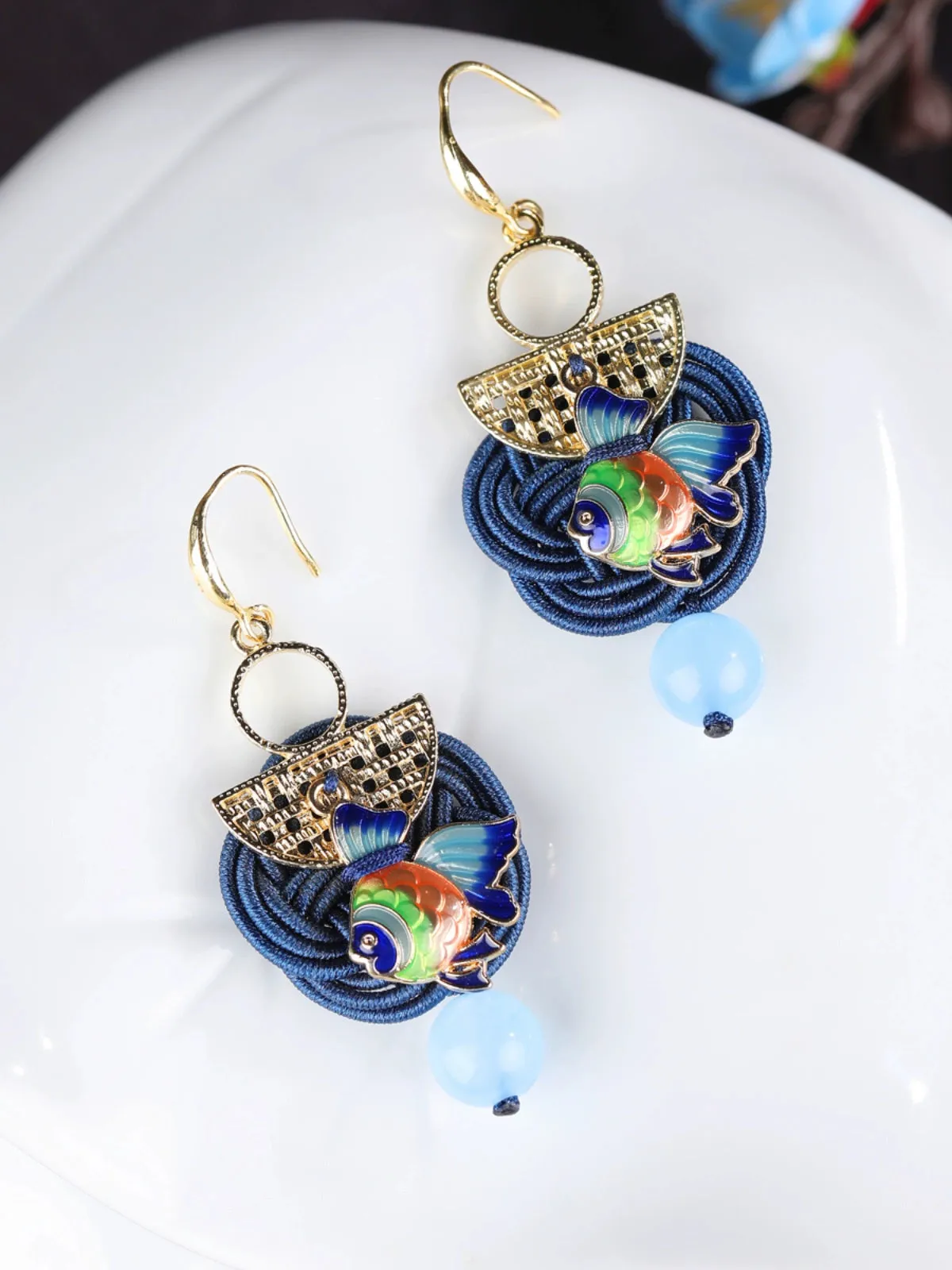 Dangle Earrings: Knots and Fish