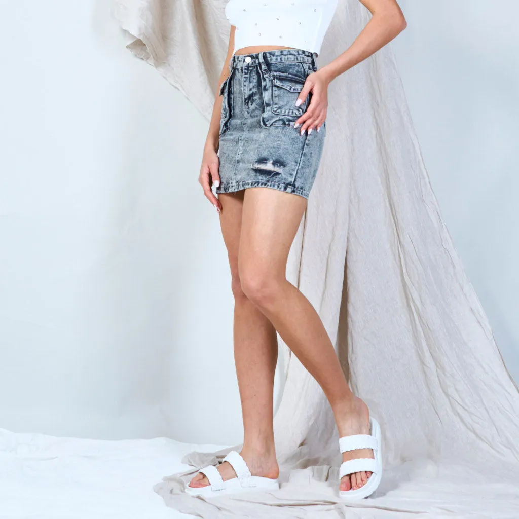 Distressed denim skirt wholesale