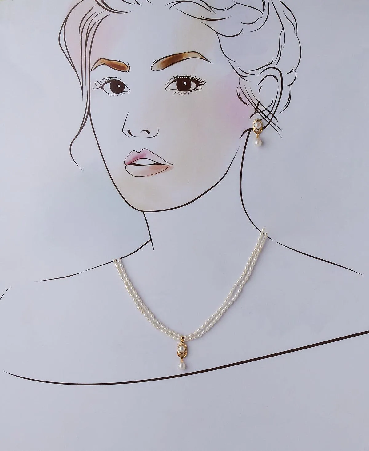 Elegant Real Pearl Necklace Set
