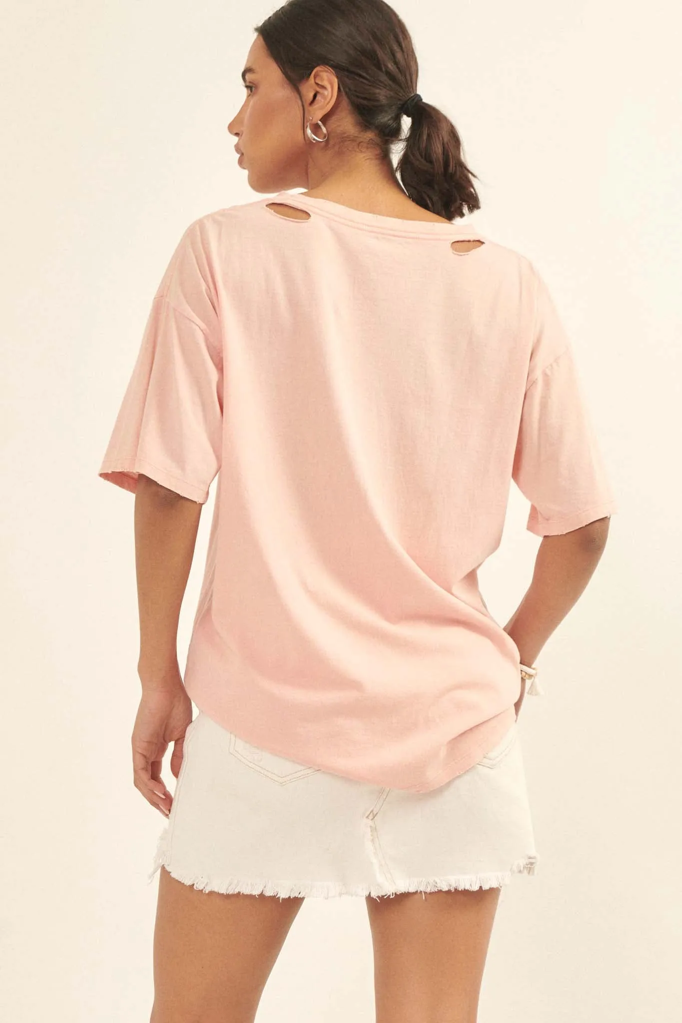 Fearless Tiger Distressed Oversize Graphic Tee