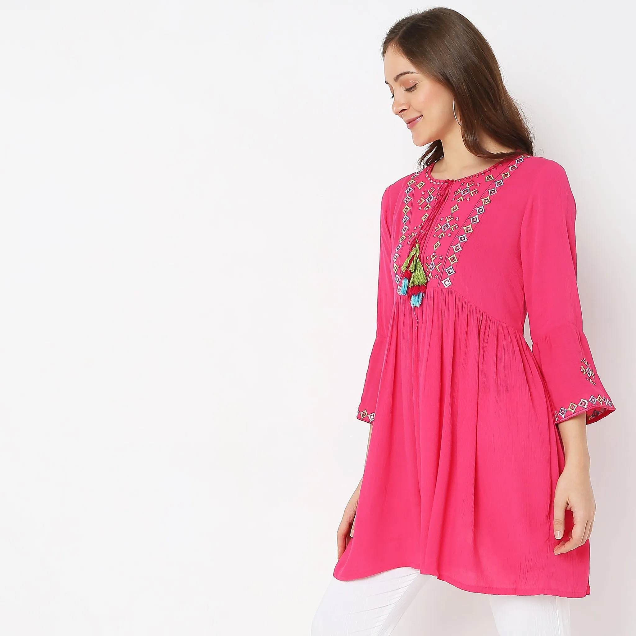 Flare Fit Embroidered Kurta