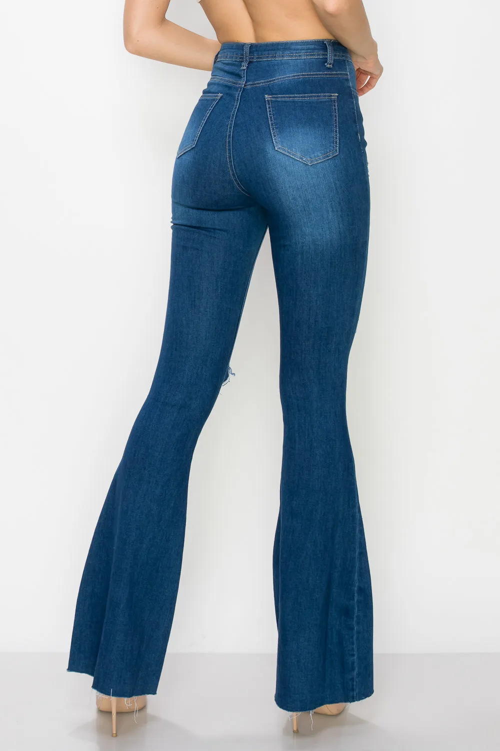 JAZZ-024 BELL BOTTOM FLARE LEG RIPPED DISTRESSED & DESTROYED JEANS