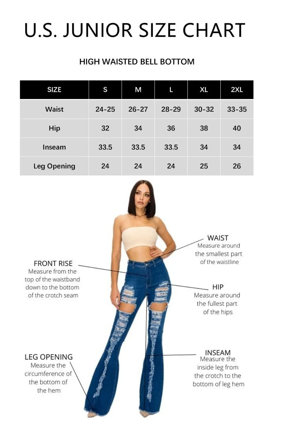 JAZZ-024 BELL BOTTOM FLARE LEG RIPPED DISTRESSED & DESTROYED JEANS