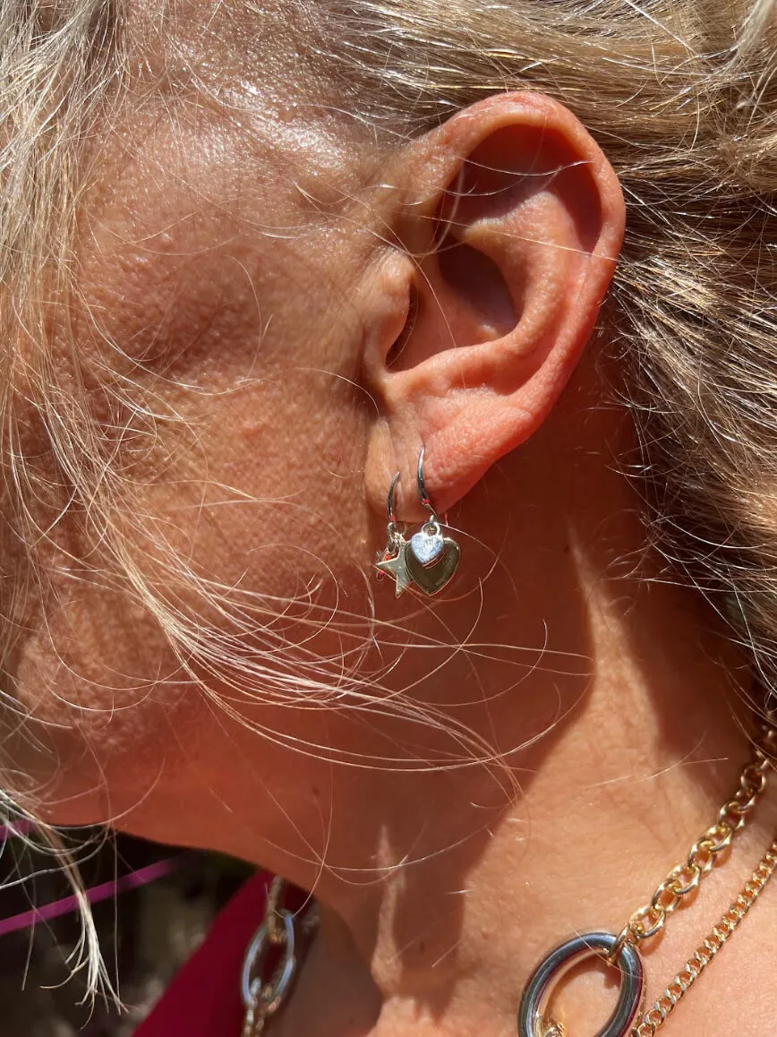 Keira Mixed Star Duo Earrings In Silver & Gold-Tone
