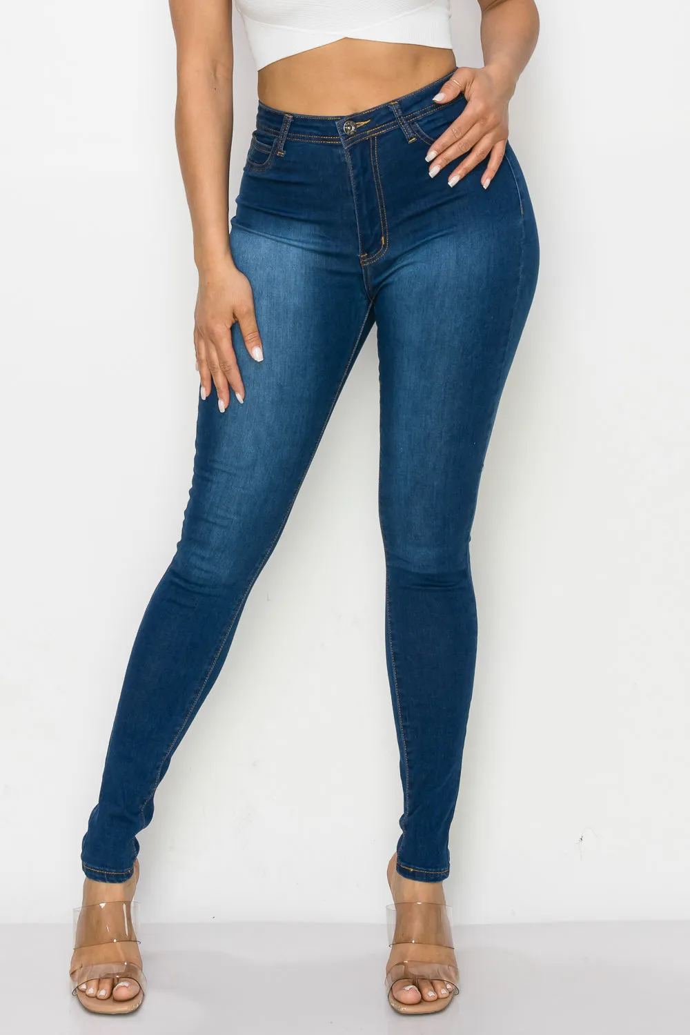 LO-126 OPEN PACK INDIGO HIGH WAISTED SKINNY DENIM JEANS