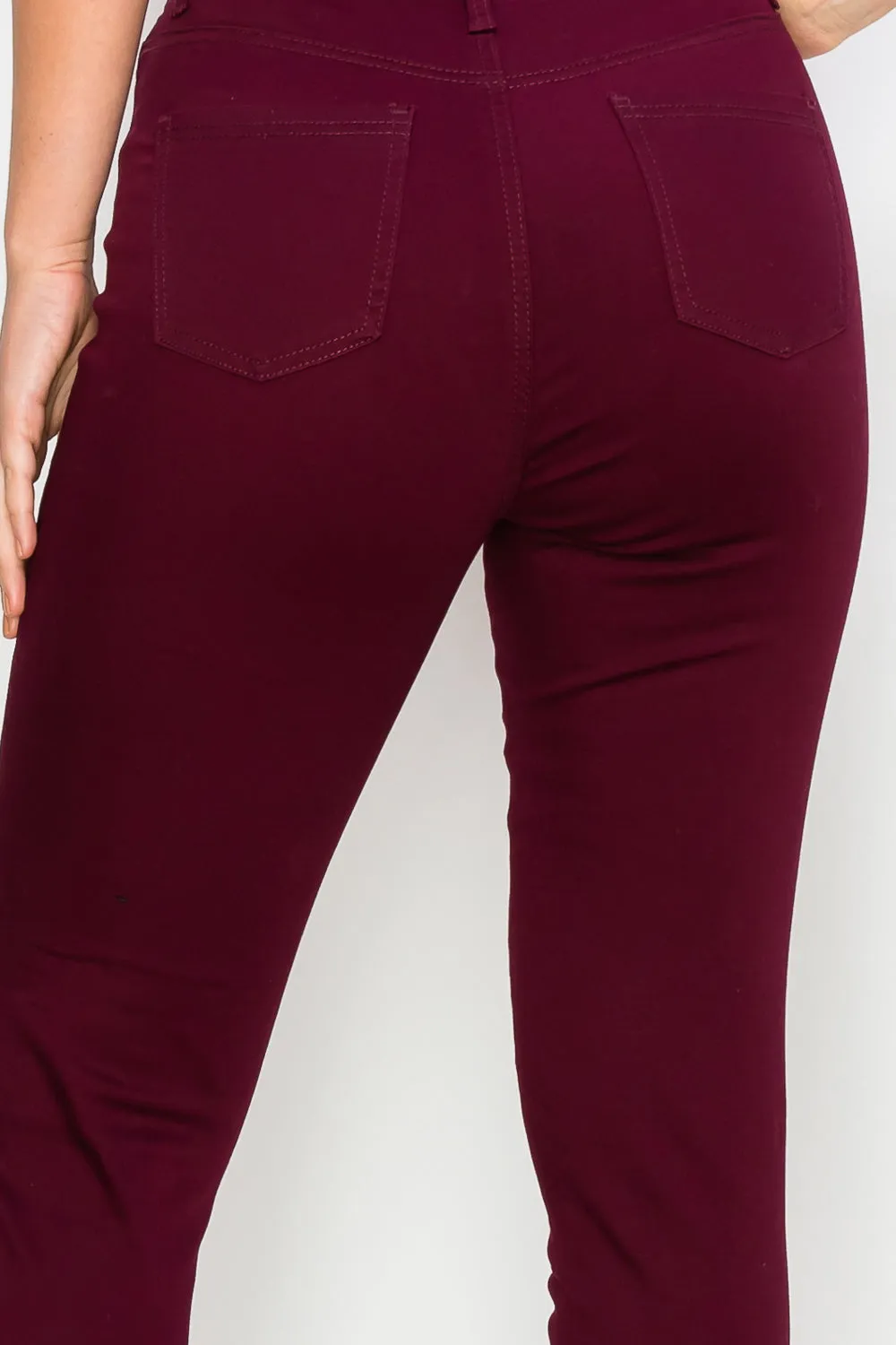 LV-420 BURGUNDY RIPPED SKINNY DENIM