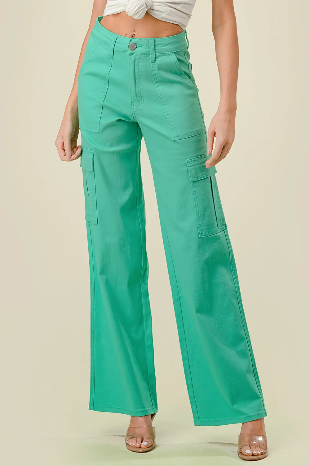 LVB-600 MINT HIGH WAISTED SUPER-STRETCH COLORED CARGO JEANS