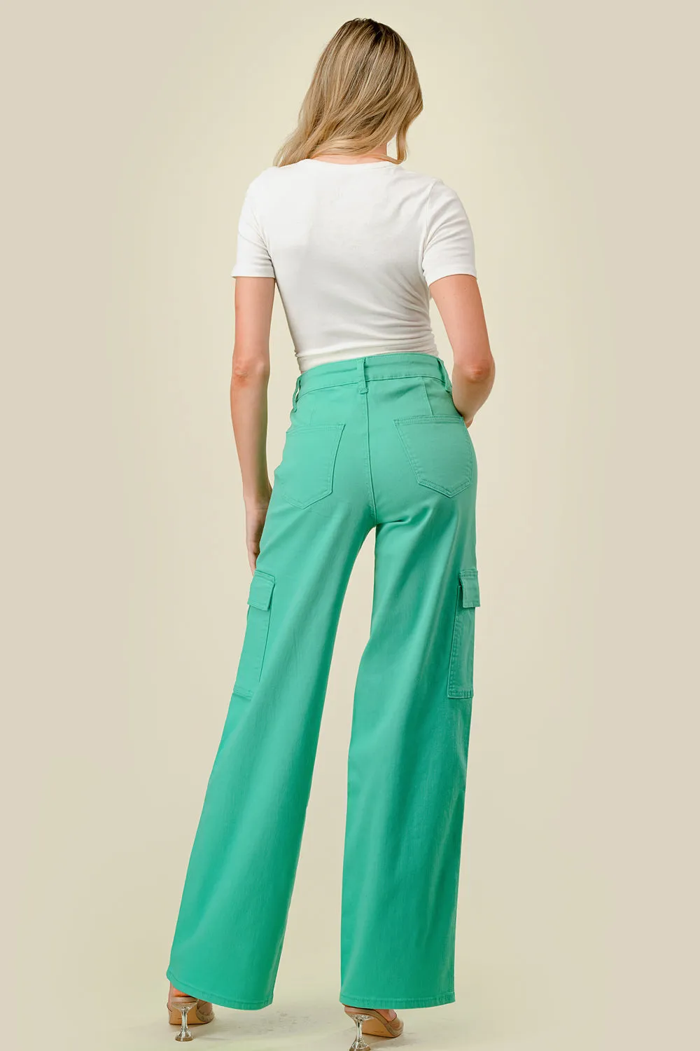 LVB-600 MINT HIGH WAISTED SUPER-STRETCH COLORED CARGO JEANS