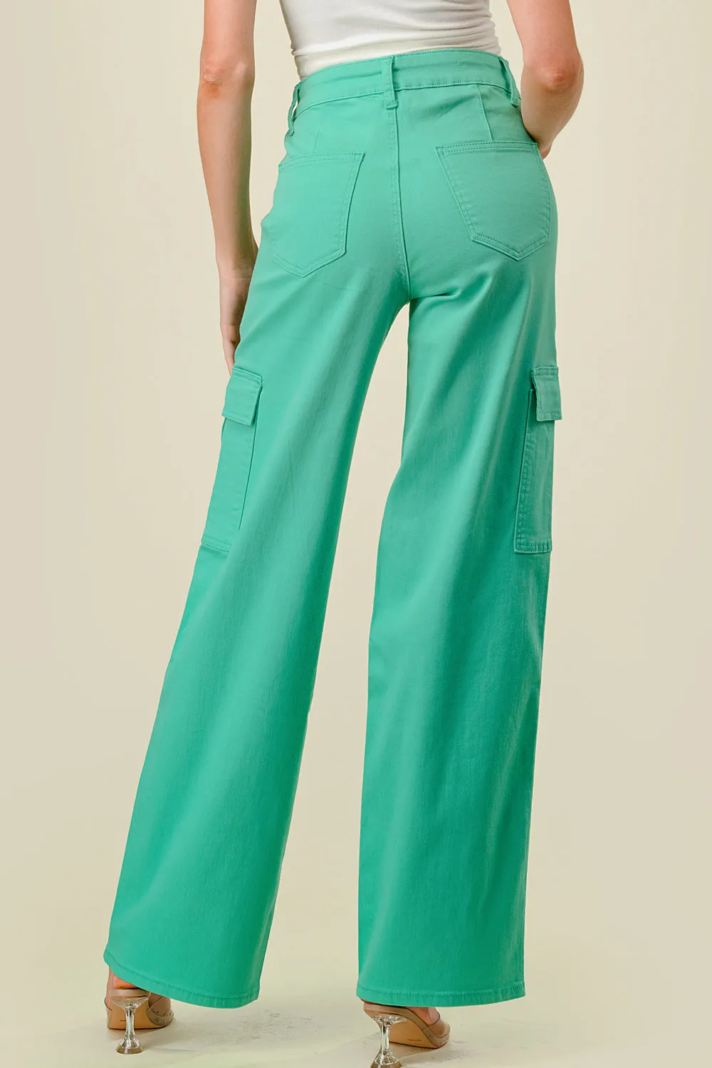 LVB-600 MINT HIGH WAISTED SUPER-STRETCH COLORED CARGO JEANS
