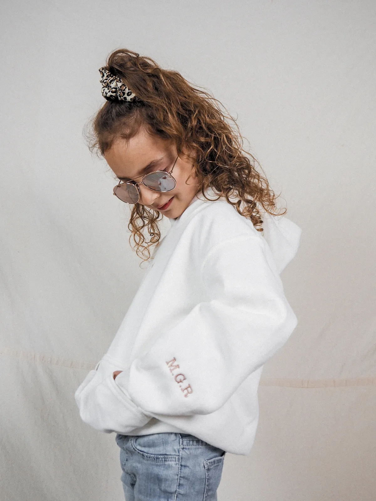 Mimi Children's Unisex Personalised White Star Hoodie