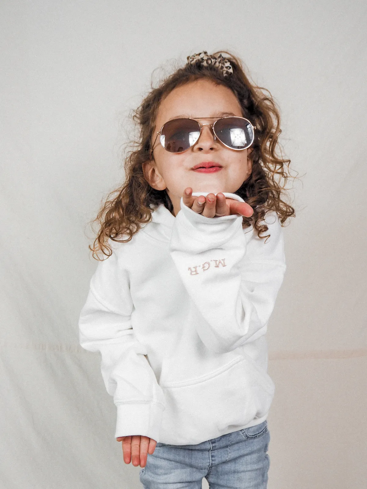 Mimi Children's Unisex Personalised White Star Hoodie