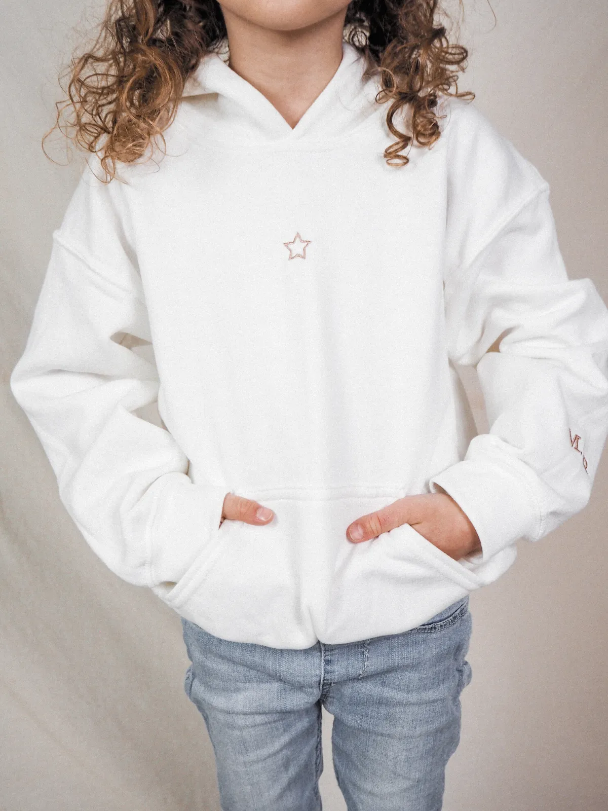 Mimi Children's Unisex Personalised White Star Hoodie