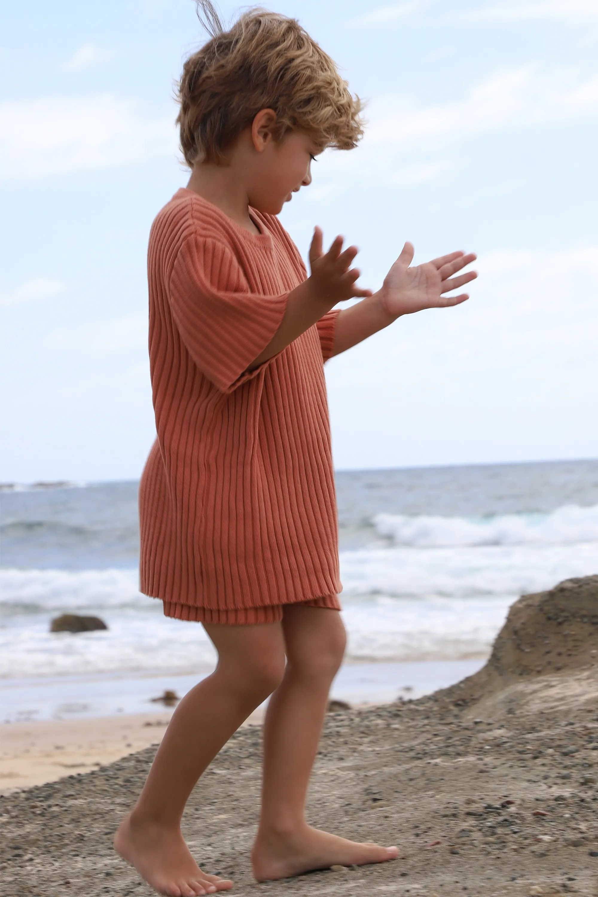 Mini Rib Knit Tee (Ginger)