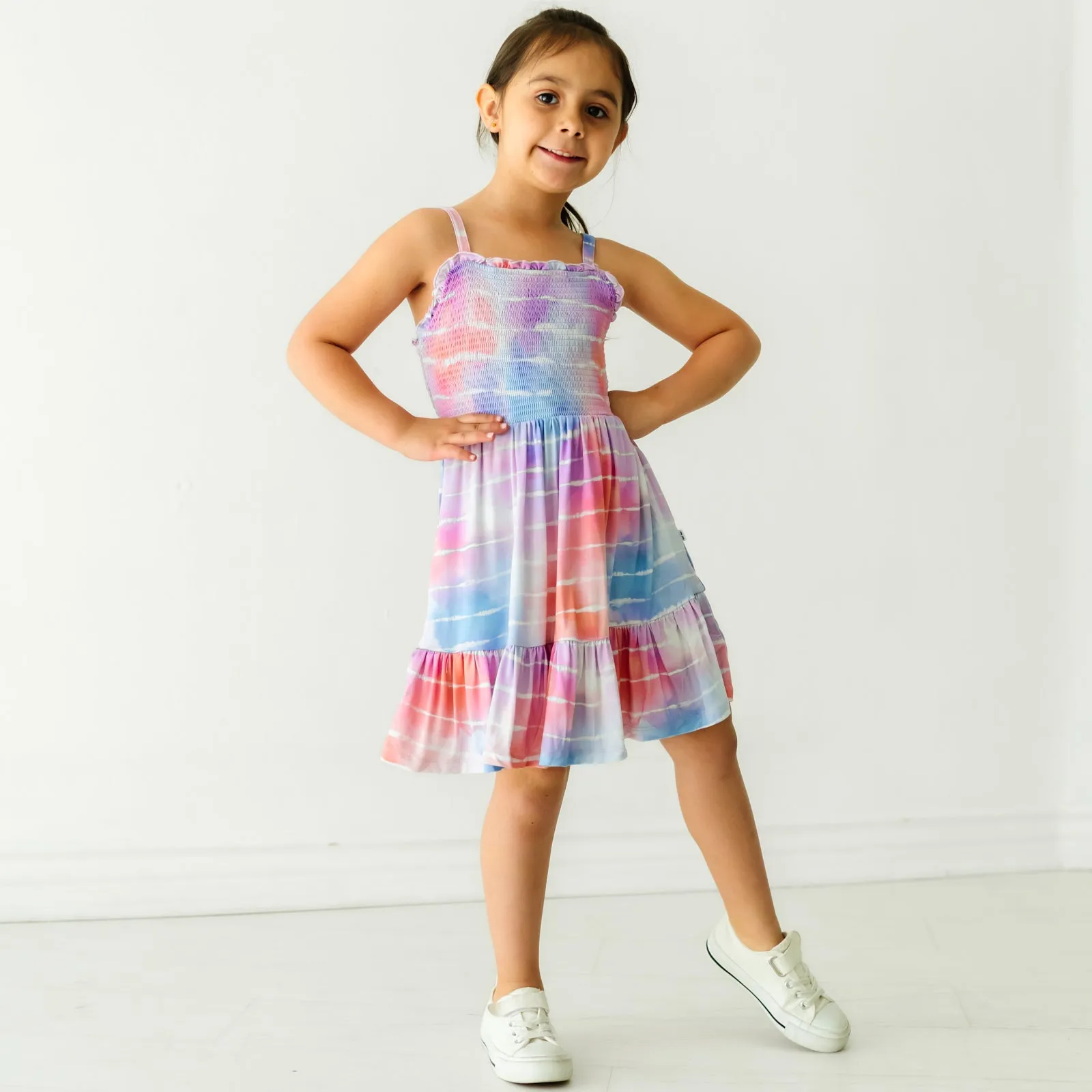 Pastel Tie Dye Dreams Tank Smocked Dress