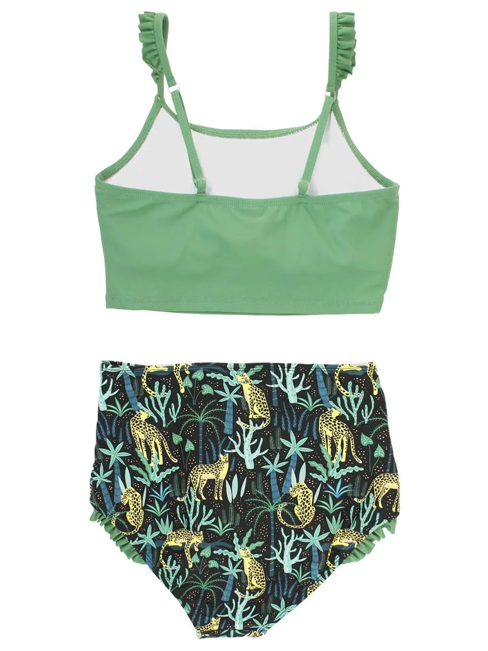 RB186- On Safari Rainforest Flutter High Waisted Bikini