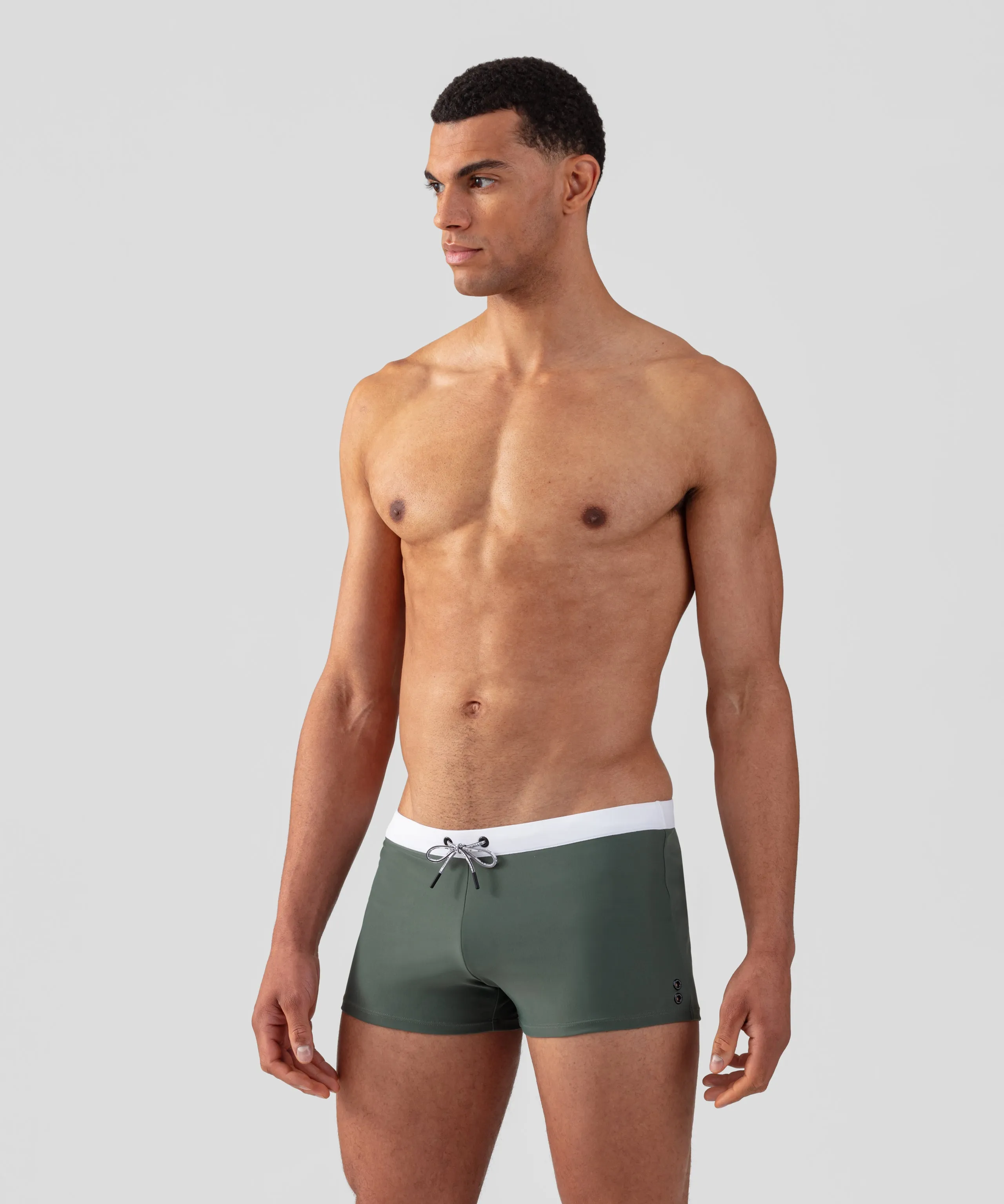 RD Swim Trunks w. White Waistband: Army Green