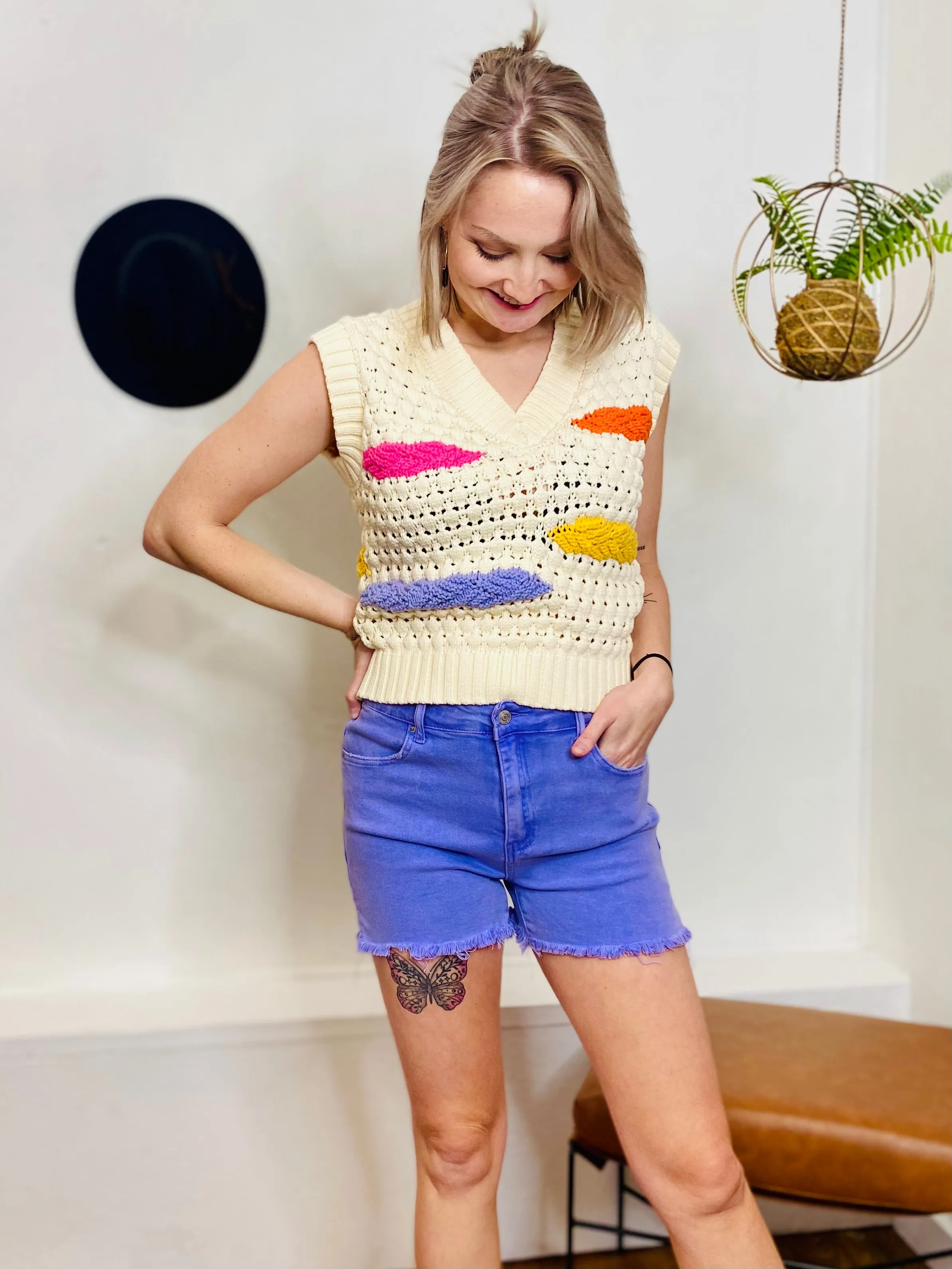 Tay Frayed Shorts - Lavender