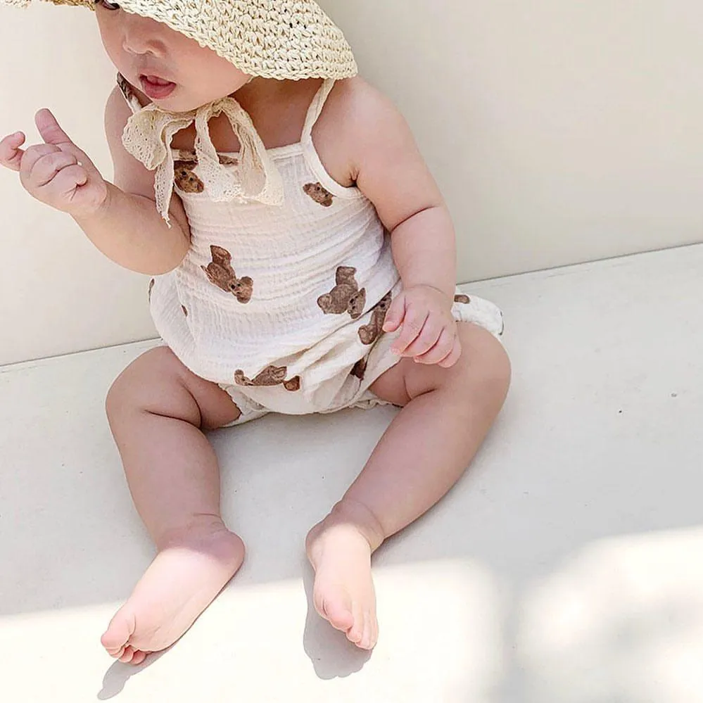 Teddy Bear Gauze Jumpsuit