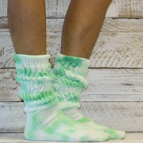 ULTIMATE cotton slouch socks women - Tie dye green
