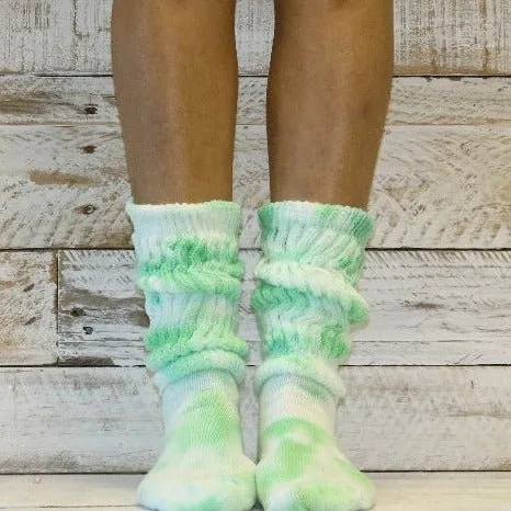 ULTIMATE cotton slouch socks women - Tie dye green