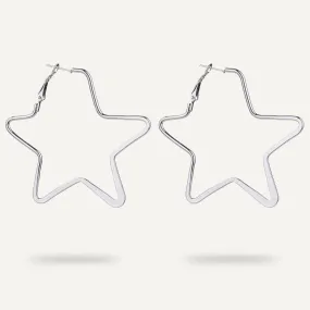 Vivienne Star Hoop Earrings In White Gold-Tone