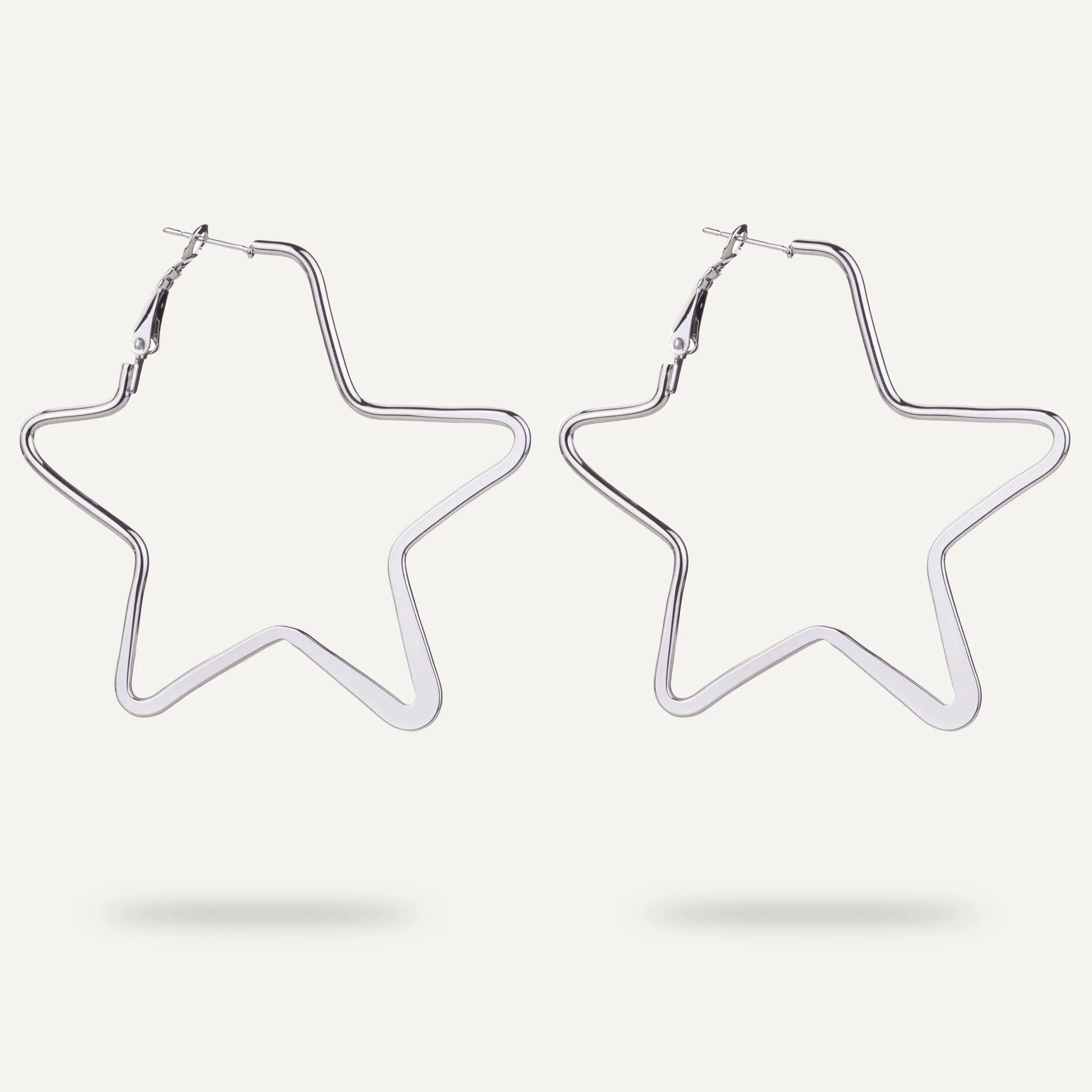 Vivienne Star Hoop Earrings In White Gold-Tone