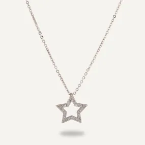 Vivienne Star Pendant Necklace In White Gold-Tone