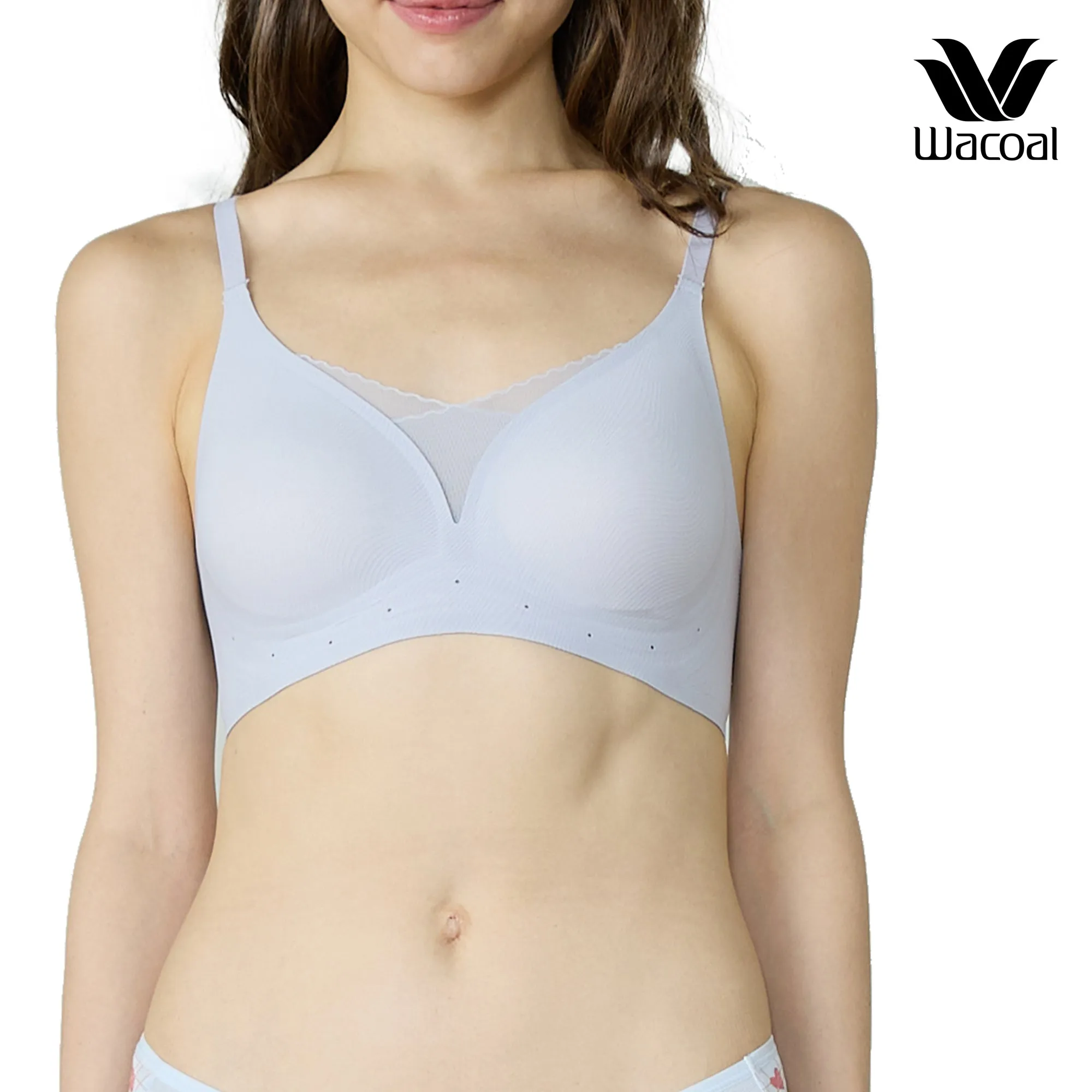Wacoal Smart Size Jelly Bra Charming Lace บราไร้โครง วาโก้  รุ่น WB3Y32 สีม่วง (VI)