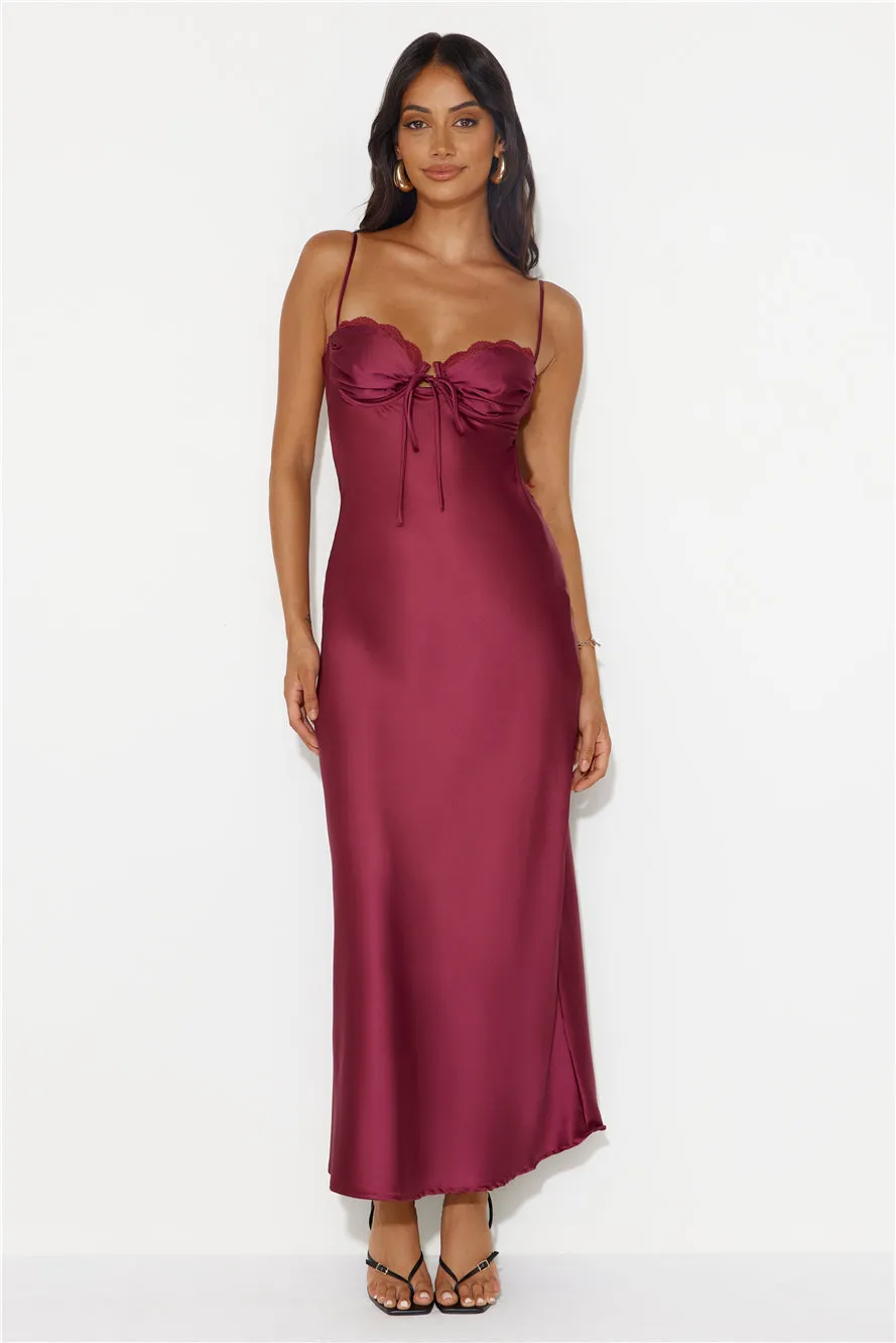 Winery Wedding Satin Maxi Dress Wine