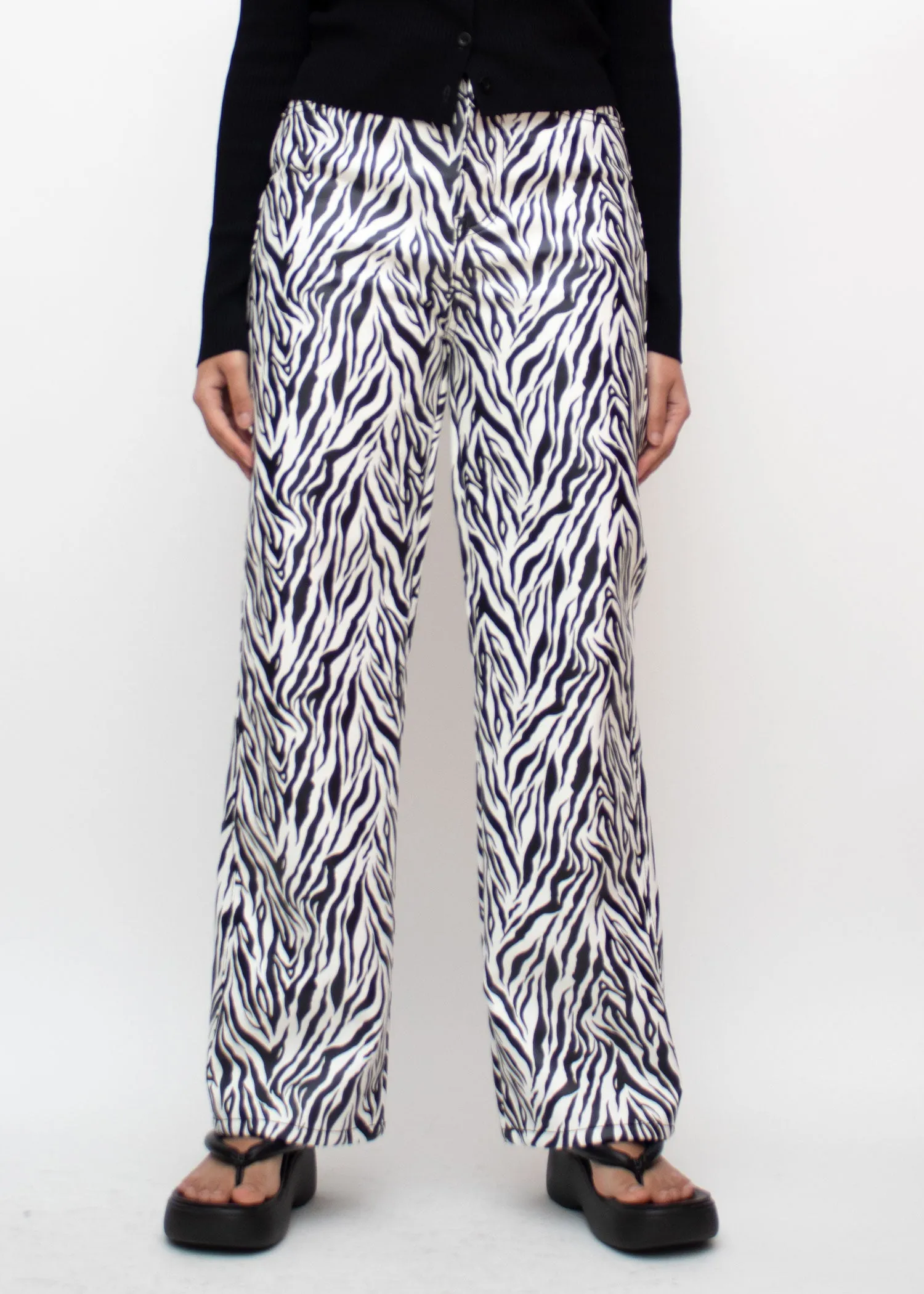 Zebra Straight Leg Faux Leather Pants